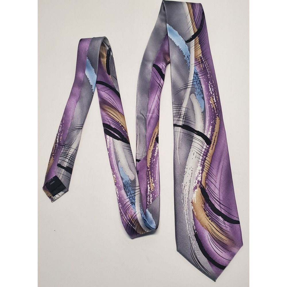 J. GARCIA "Capillares" Collection 52 Mens Tie Purple Abstract Art Business 59"